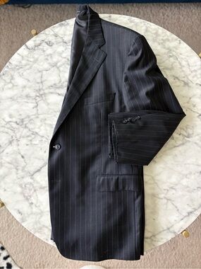 Samuelsohn Black Pinstripe Suit Jacket